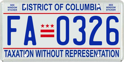 DC license plate FA0326