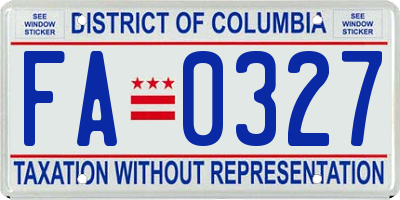 DC license plate FA0327