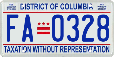 DC license plate FA0328