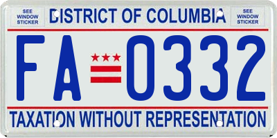 DC license plate FA0332