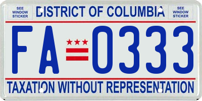 DC license plate FA0333