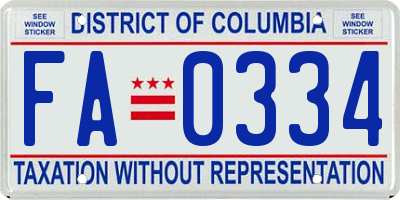 DC license plate FA0334