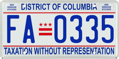 DC license plate FA0335