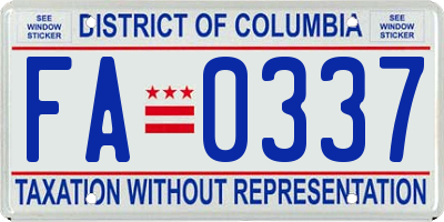 DC license plate FA0337