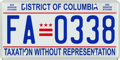 DC license plate FA0338