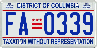 DC license plate FA0339