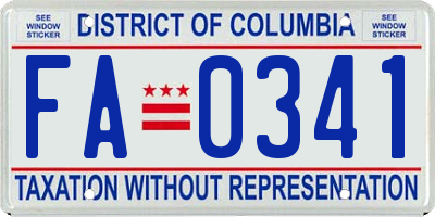 DC license plate FA0341