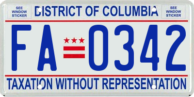 DC license plate FA0342