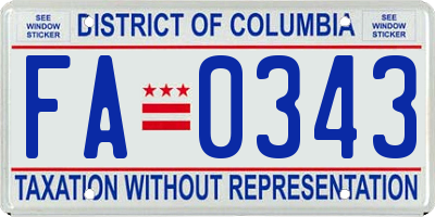 DC license plate FA0343