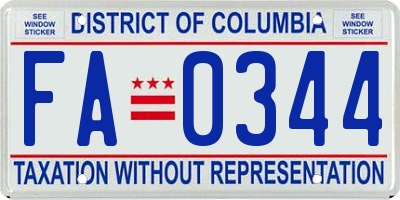 DC license plate FA0344