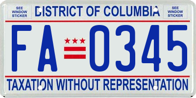 DC license plate FA0345