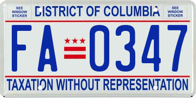 DC license plate FA0347