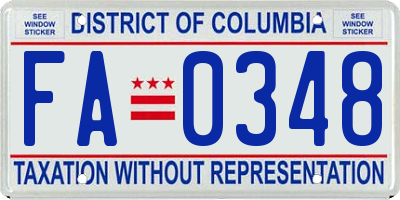 DC license plate FA0348