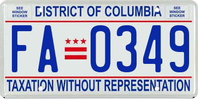 DC license plate FA0349