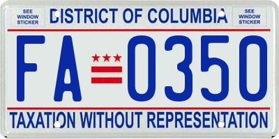 DC license plate FA0350