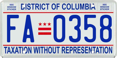 DC license plate FA0358