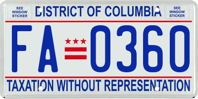 DC license plate FA0360