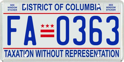 DC license plate FA0363