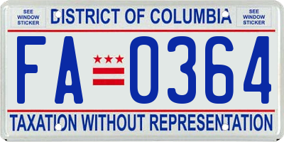 DC license plate FA0364