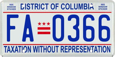 DC license plate FA0366