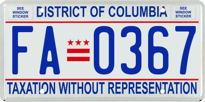 DC license plate FA0367