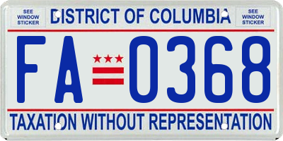 DC license plate FA0368