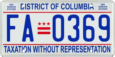 DC license plate FA0369