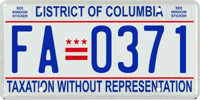 DC license plate FA0371