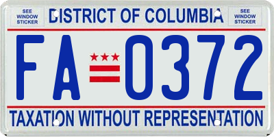 DC license plate FA0372