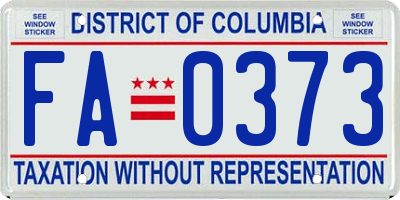 DC license plate FA0373