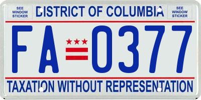 DC license plate FA0377