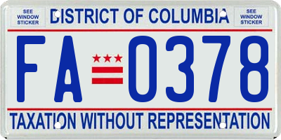 DC license plate FA0378