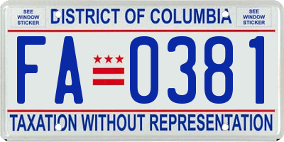 DC license plate FA0381