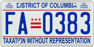 DC license plate FA0383