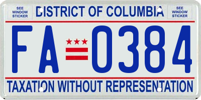 DC license plate FA0384