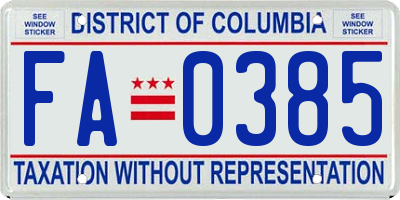 DC license plate FA0385