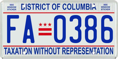 DC license plate FA0386