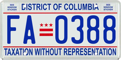 DC license plate FA0388