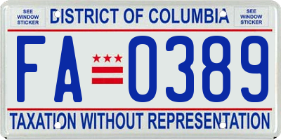 DC license plate FA0389