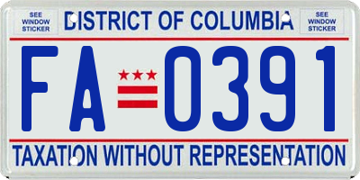 DC license plate FA0391