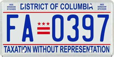 DC license plate FA0397