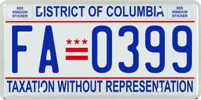 DC license plate FA0399