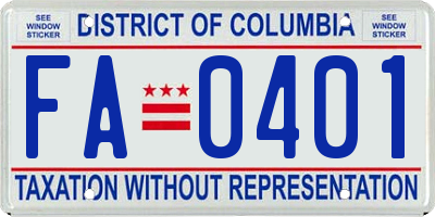 DC license plate FA0401