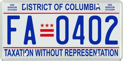 DC license plate FA0402