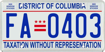 DC license plate FA0403