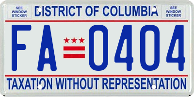 DC license plate FA0404