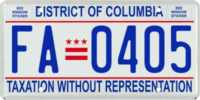 DC license plate FA0405