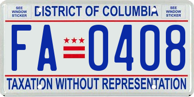 DC license plate FA0408