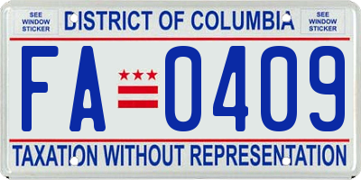 DC license plate FA0409