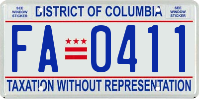 DC license plate FA0411